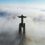 Christ Redeemer covered with clouds at daytime